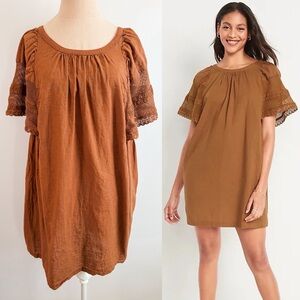 Old Navy Flutter Sleeve Tie Back Mini Swing Dress